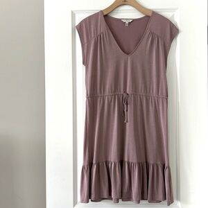 Lucky Brand Dusty Rose/ Mauve Stretchy Tiered V-Neck Modal Dress
